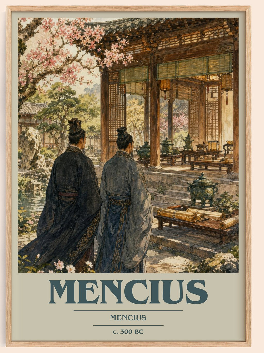 Mencius book cover book poster by Mencius – framed literary art print