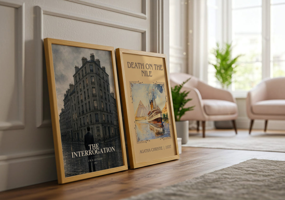 The Interrogation watercolour print framed by window – literary home decor