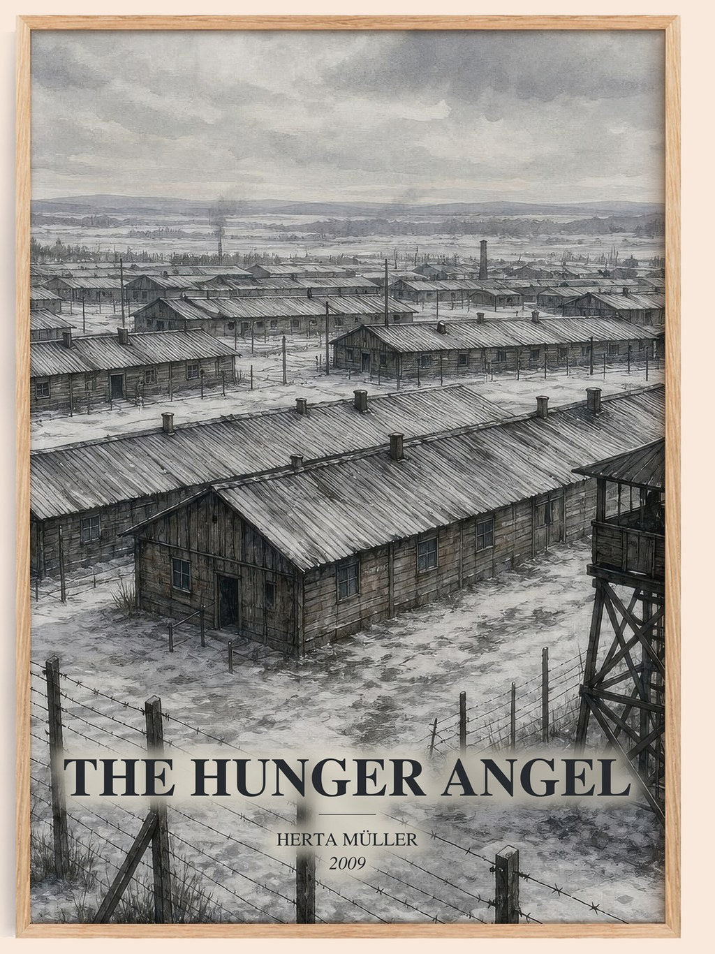 The Hunger Angel watercolour book poster by Herta Müller – framed literary art print