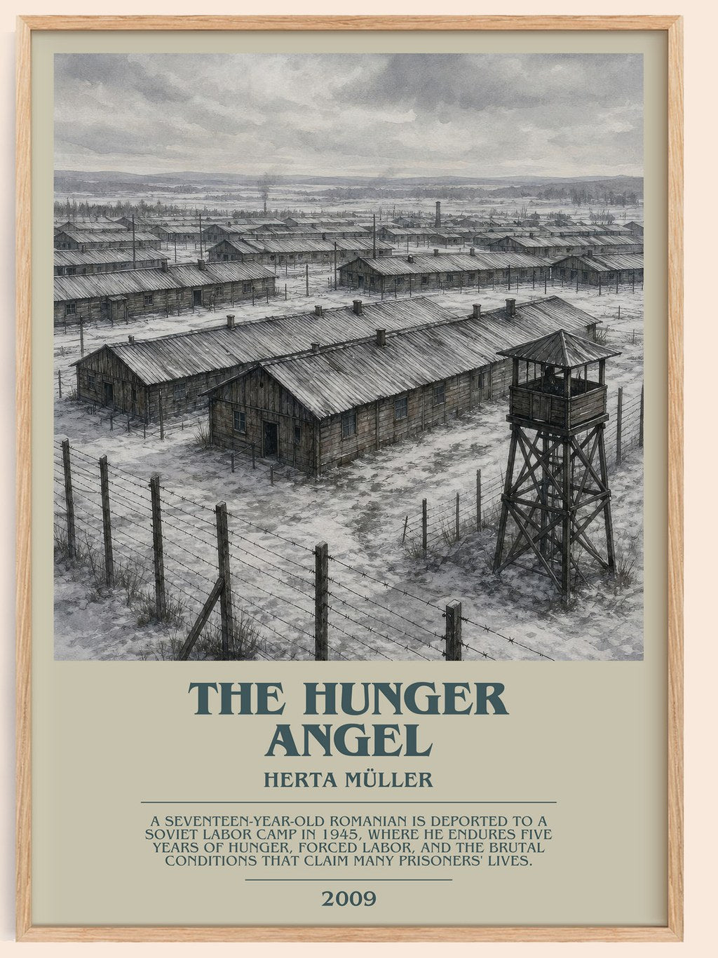 The Hunger Angel bookish book poster by Herta Müller – framed literary art print