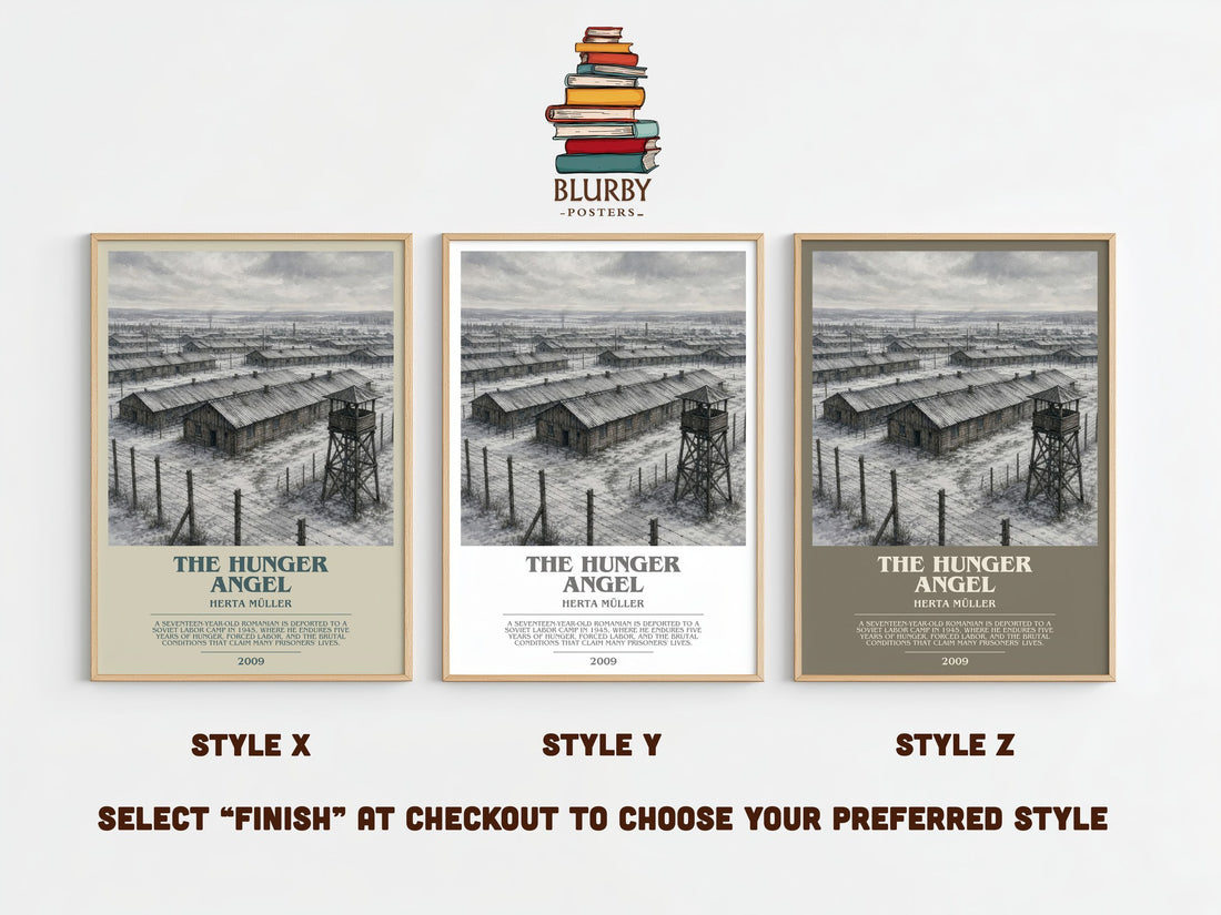 The Hunger Angel bookish print framed by window – literary home decor
