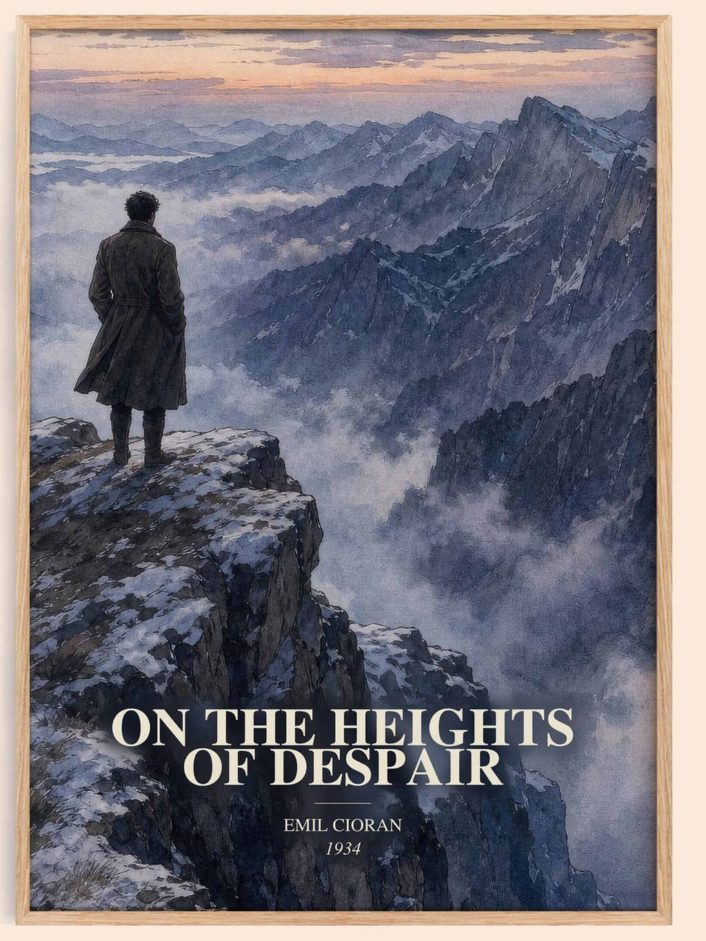 On the Heights of Despair watercolour book poster by Emil Cioran – framed literary art print