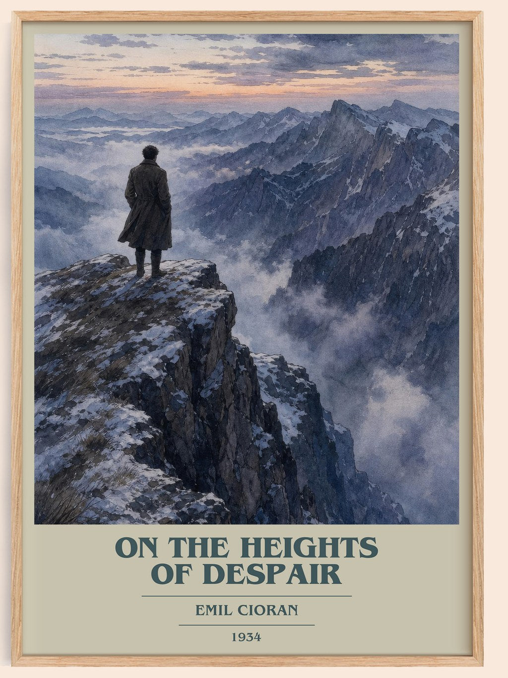 On the Heights of Despair book cover book poster by Emil Cioran – framed literary art print
