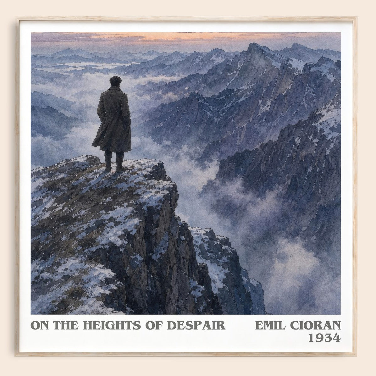 On the Heights of Despair literary book poster by Emil Cioran – framed literary art print