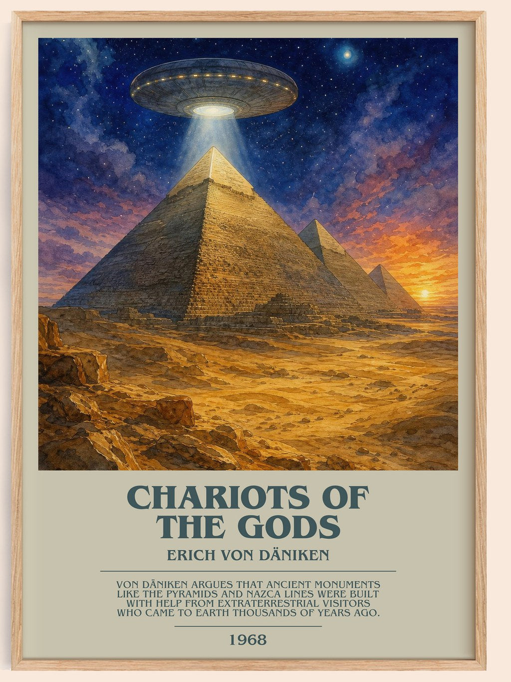 Chariots Of The Gods bookish book poster by Erich Von Däniken – framed literary art print