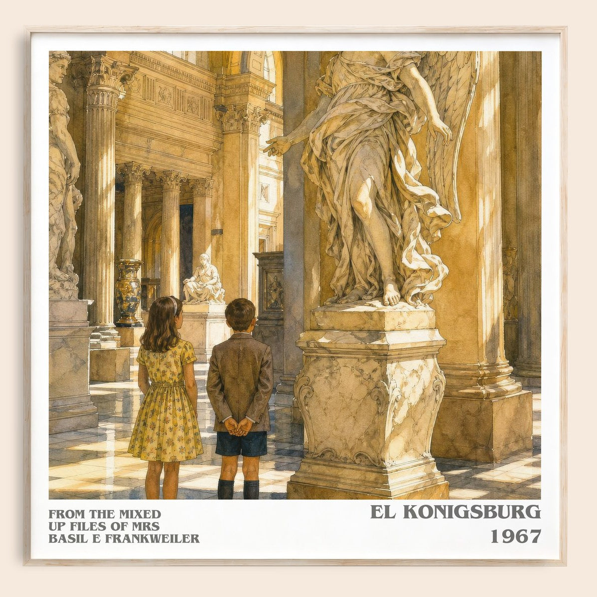 From The Mixed Up Files Of Mrs Basil E Frankweiler literary book poster by EL Konigsburg – framed literary art print