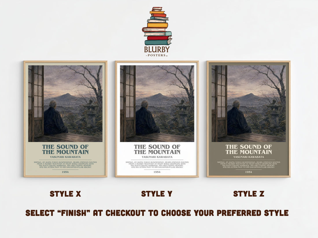 The Sound of the Mountain bookish print framed by window – literary home decor
