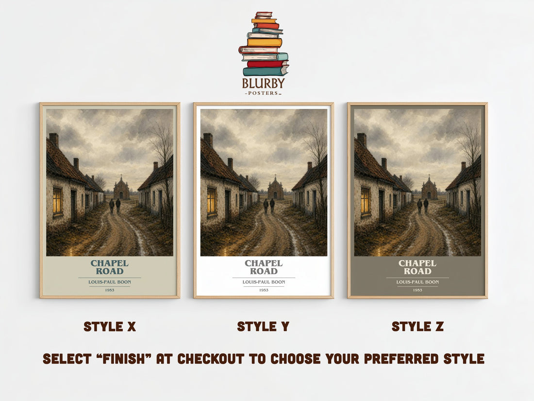 Chapel Road book cover print framed by window – literary home decor