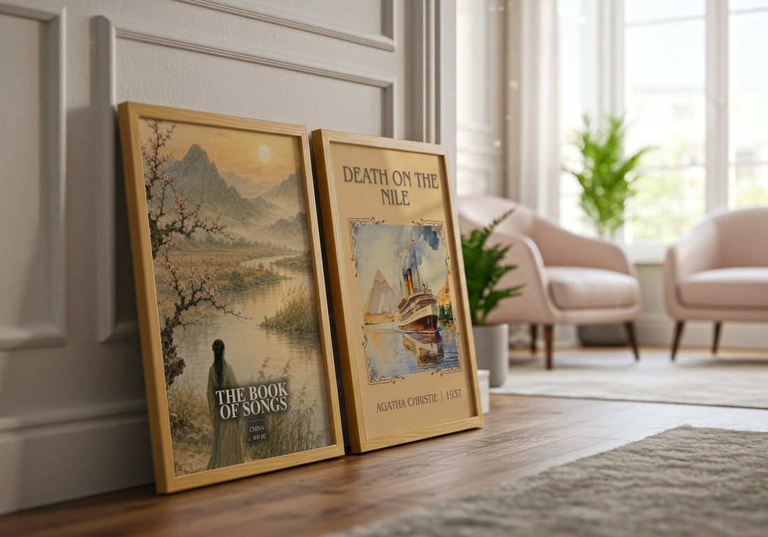 The Book of Songs watercolour print framed by window – literary home decor