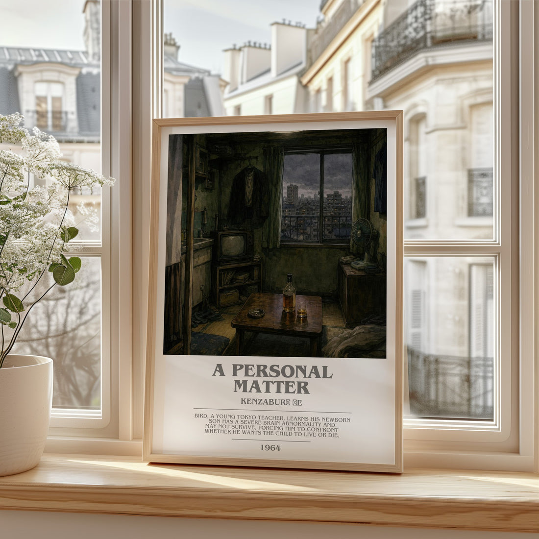 A Personal Matter bookish print in frame leaning in hallway – literary fiction wall art