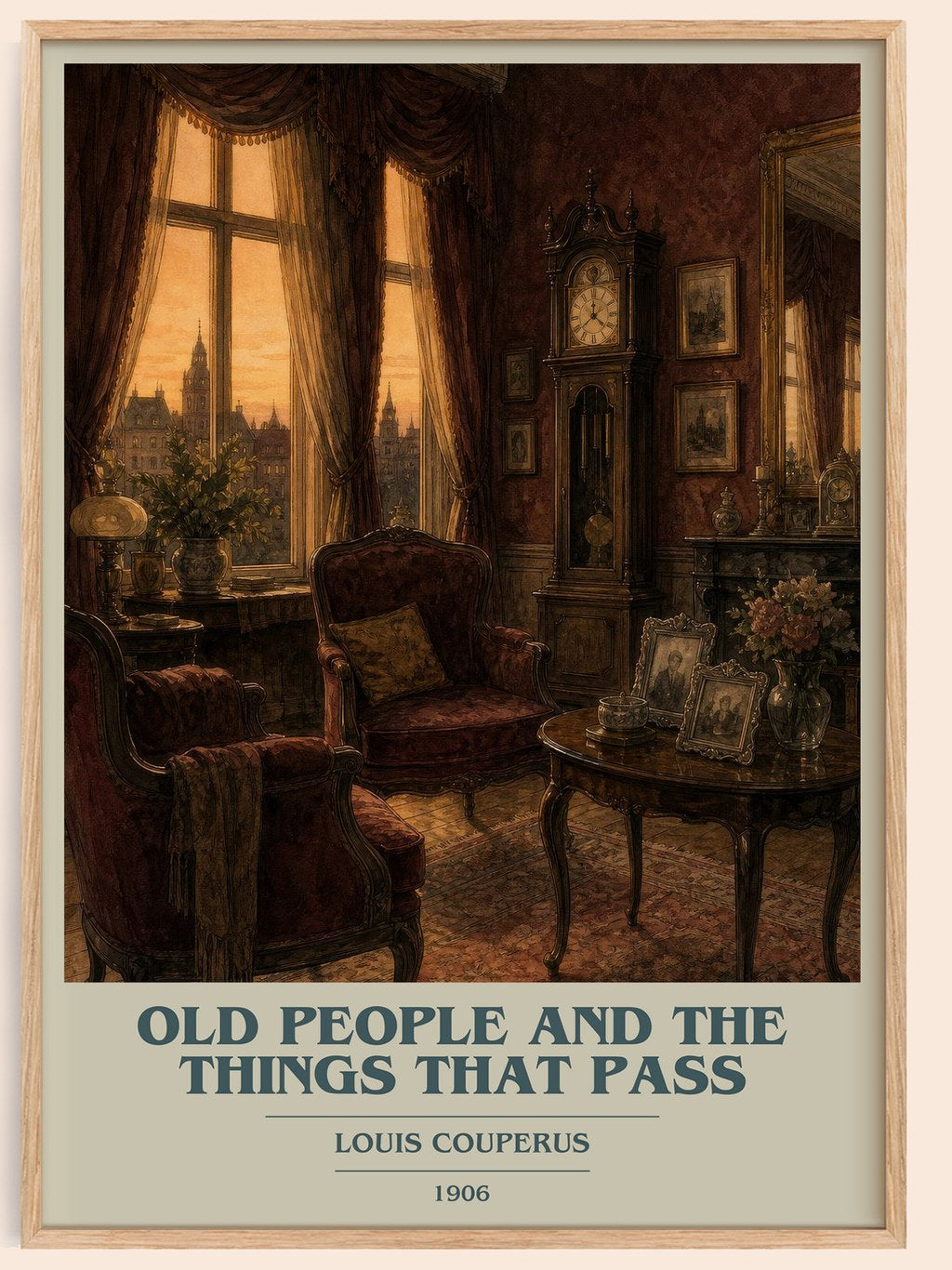Old People And The Things That Pass book cover book poster by Louis Couperus – framed literary art print