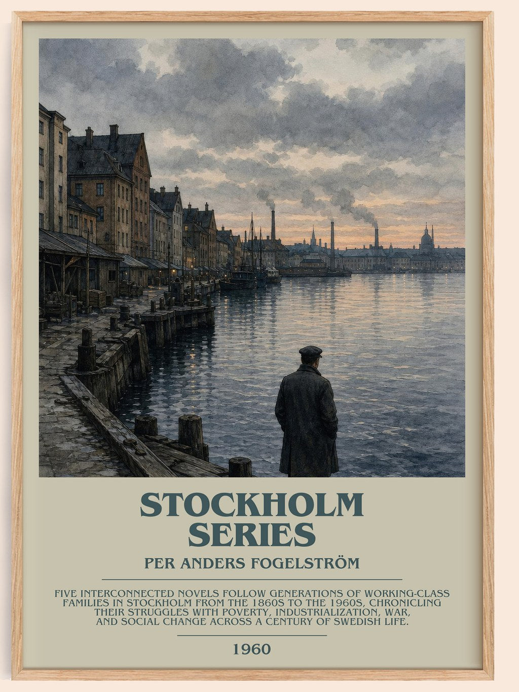 Stockholm series bookish book poster by Per Anders Fogelström – framed literary art print