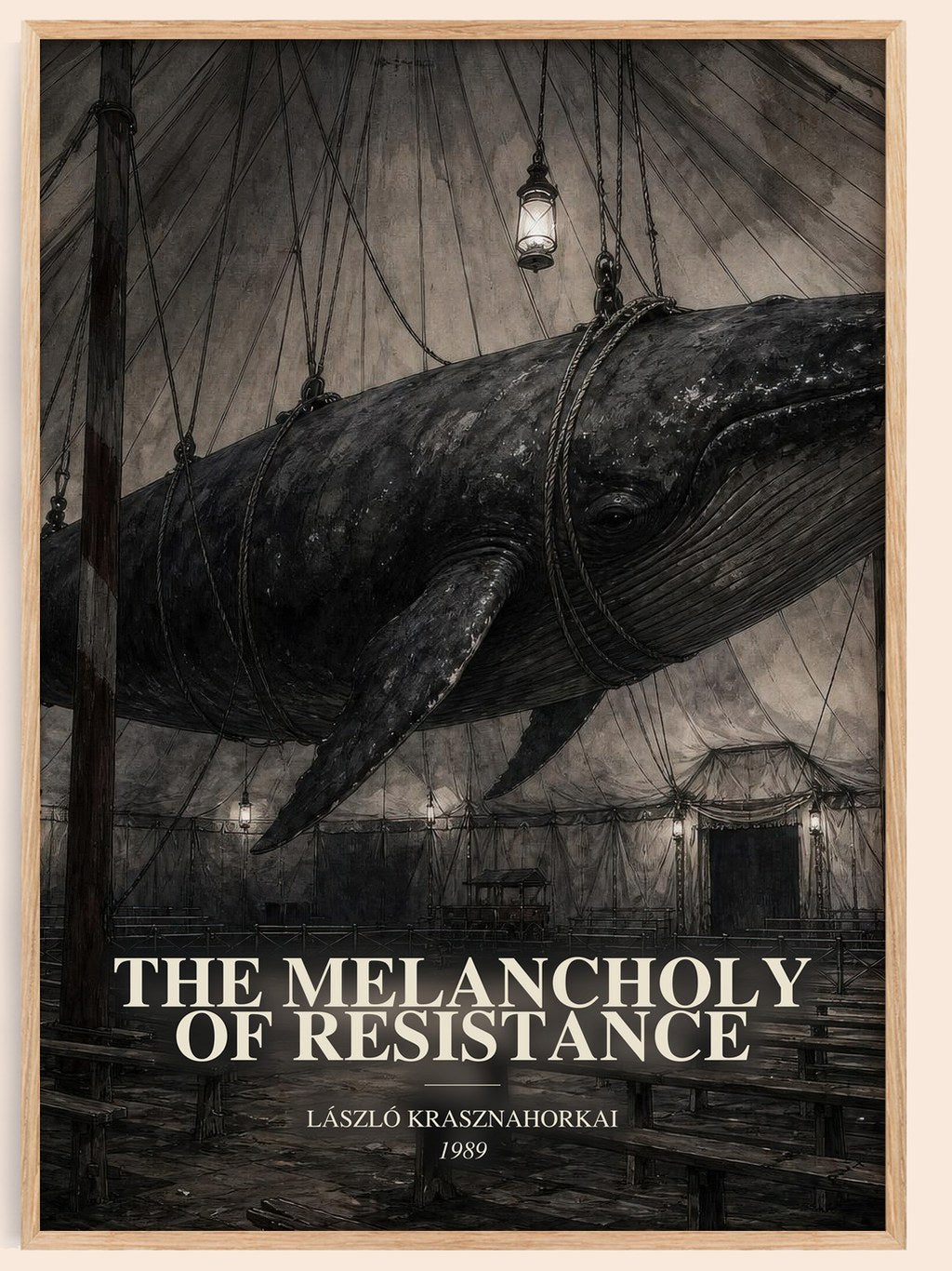 The Melancholy of Resistance watercolour book poster by László Krasznahorkai – framed literary art print