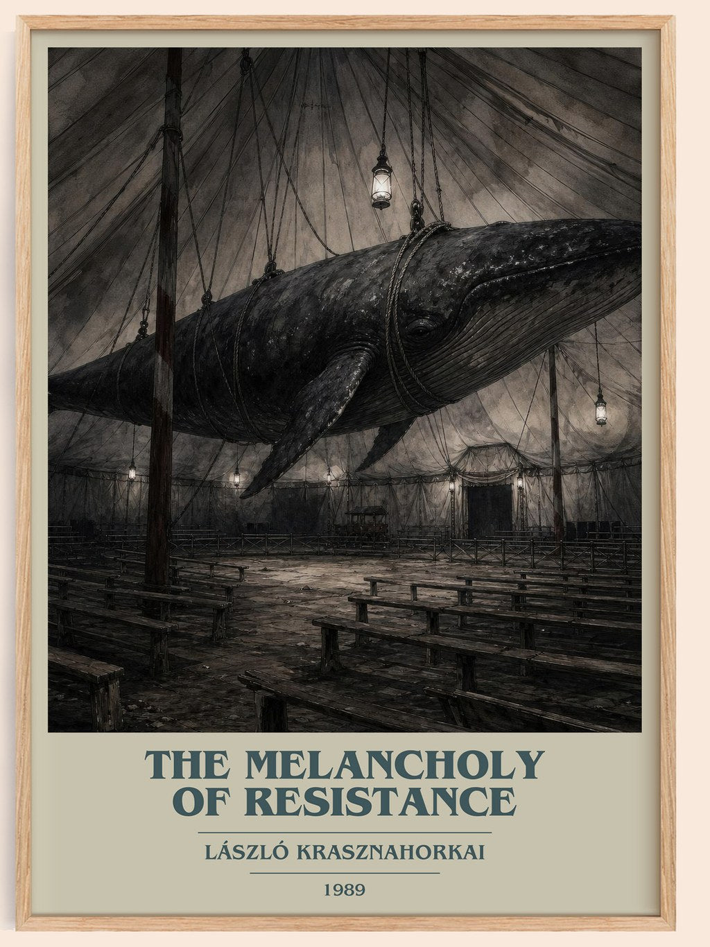 The Melancholy of Resistance book cover book poster by László Krasznahorkai – framed literary art print