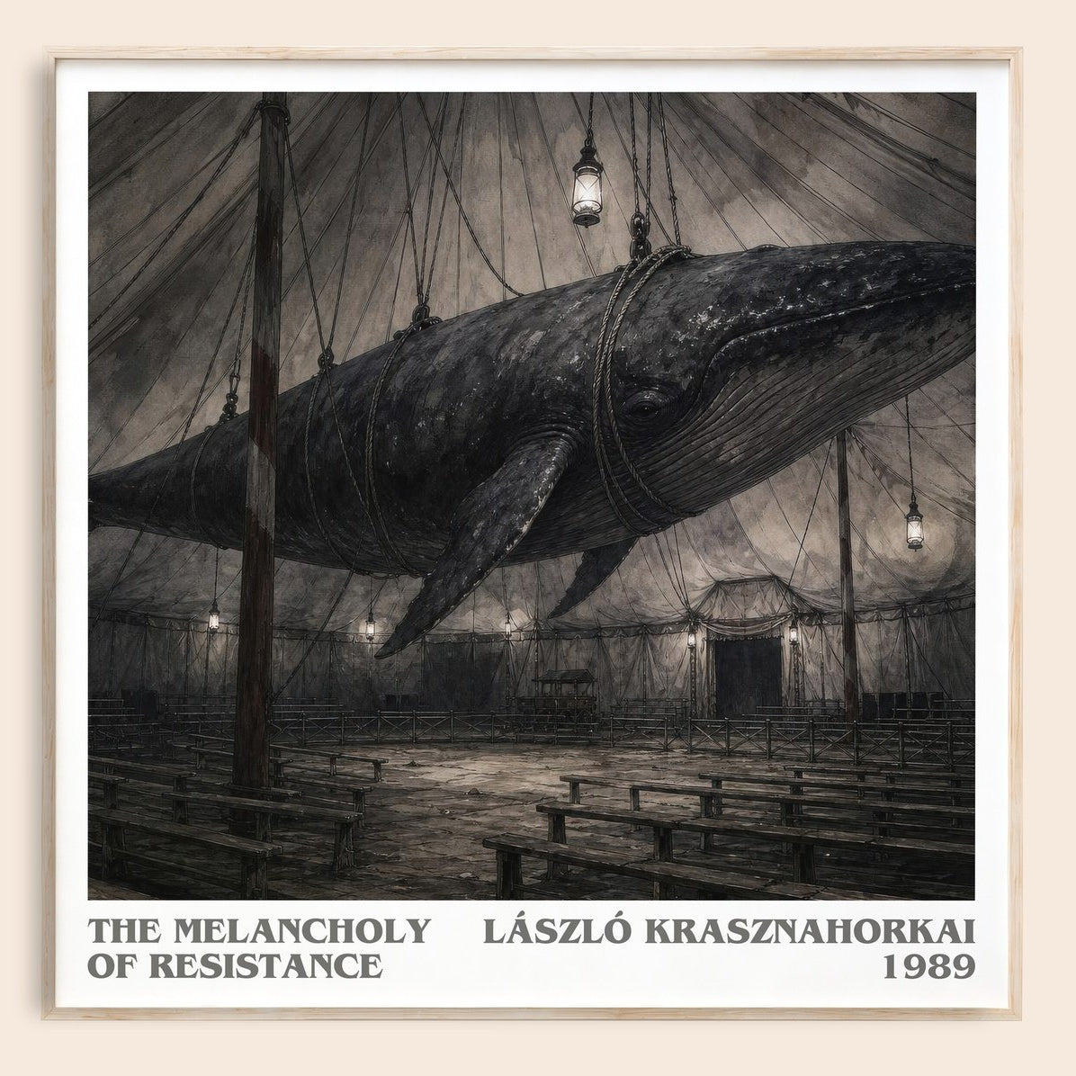 The Melancholy of Resistance literary book poster by László Krasznahorkai – framed literary art print