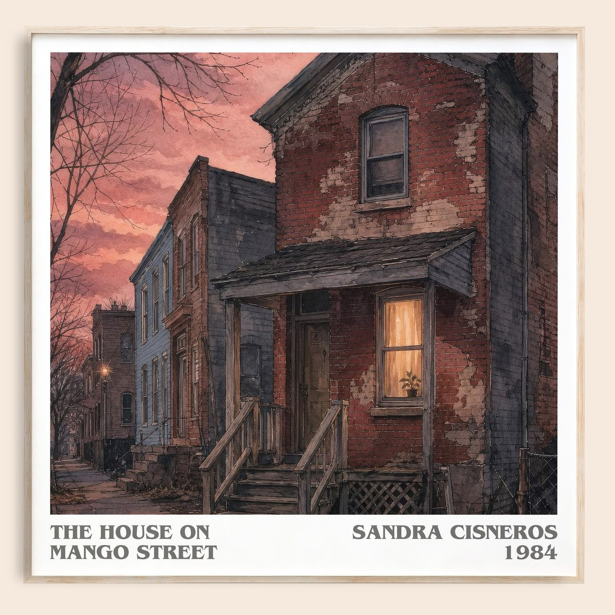 The House on Mango Street literary book poster by Sandra Cisneros – framed literary art print