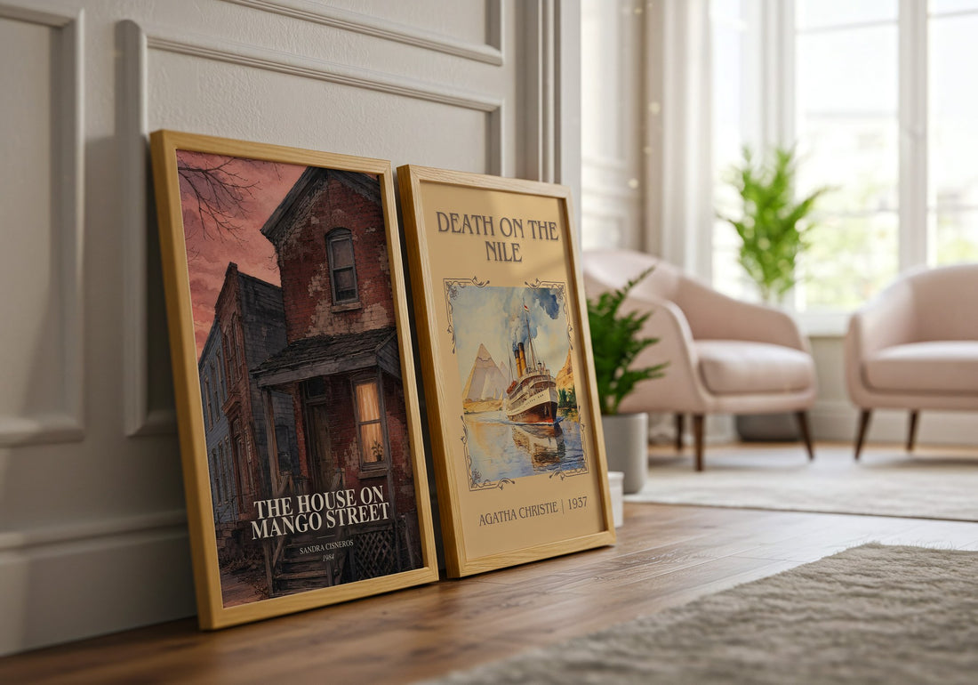 The House on Mango Street watercolour print framed by window – literary home decor