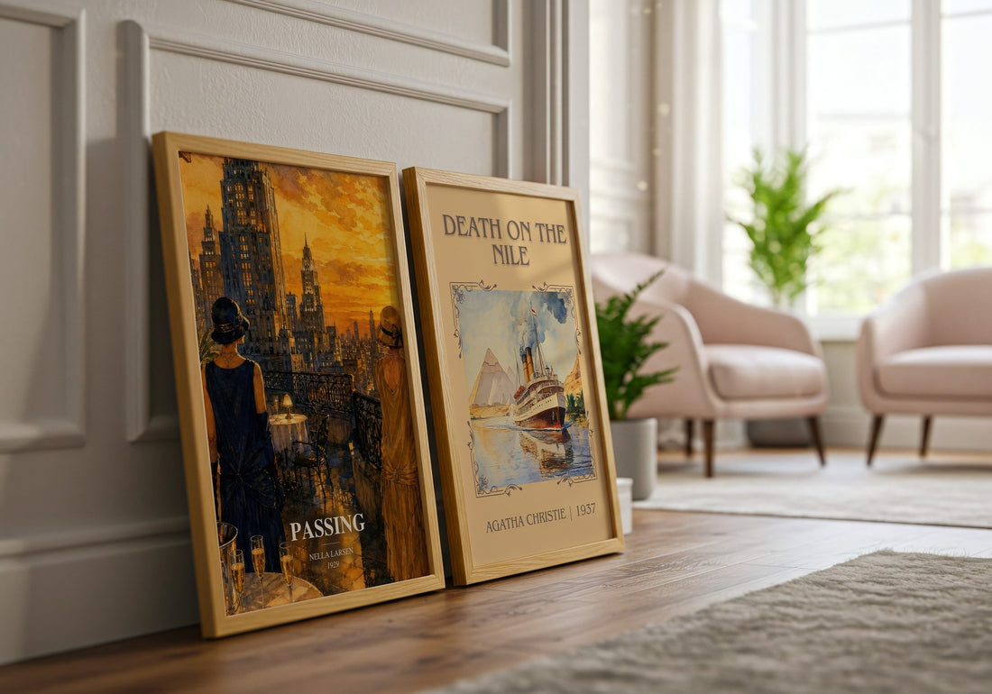 Passing watercolour print framed by window – literary home decor