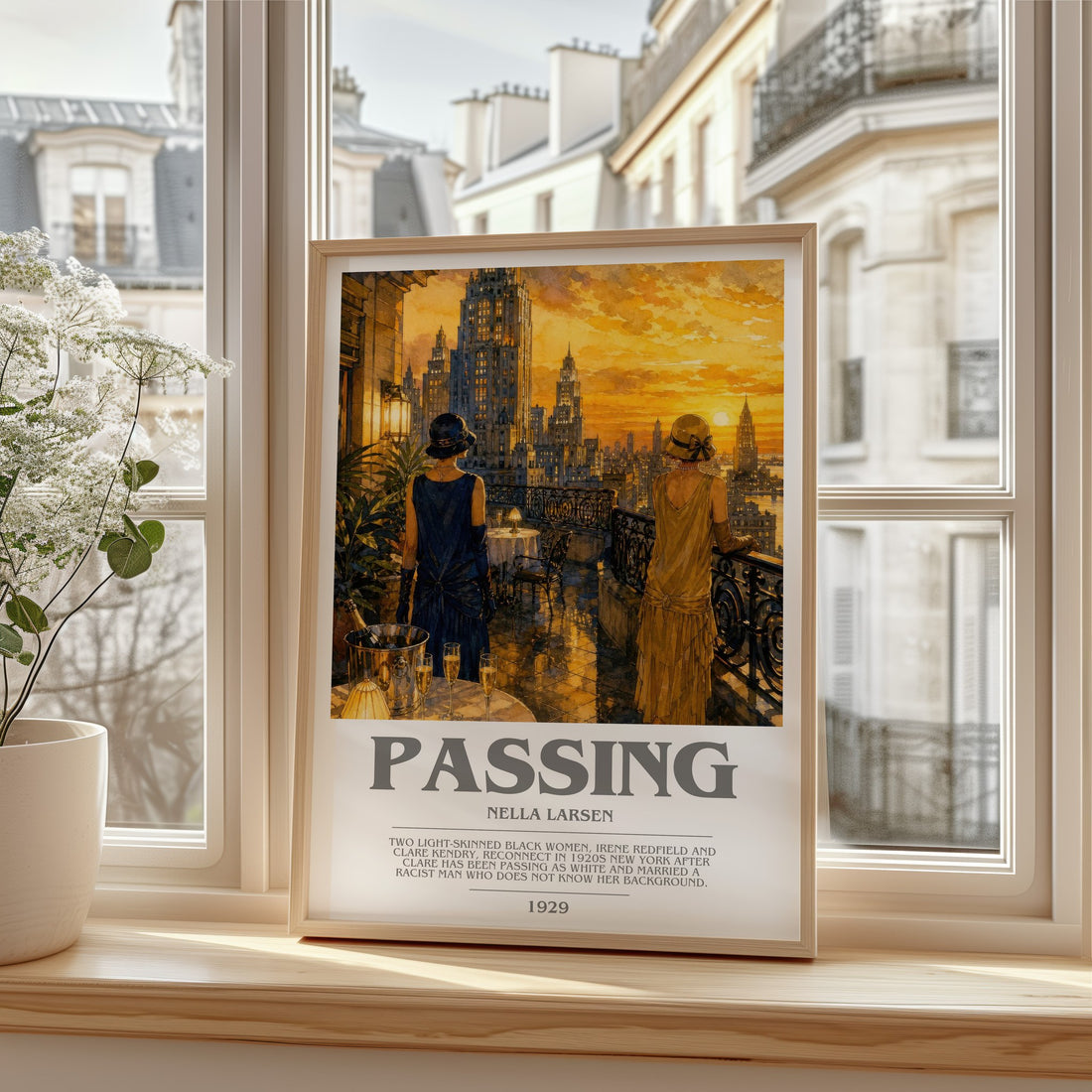 Passing bookish print in frame leaning in hallway – literary fiction wall art