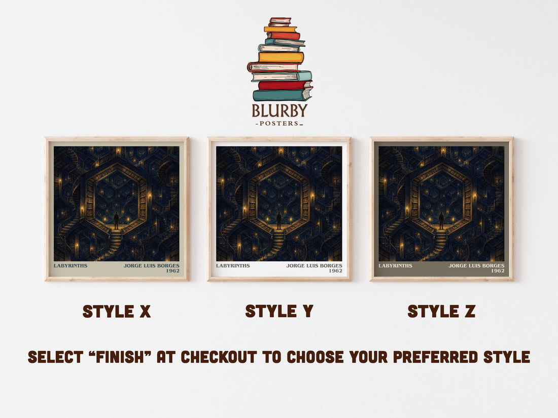 Labyrinths literary print framed by window – literary home decor