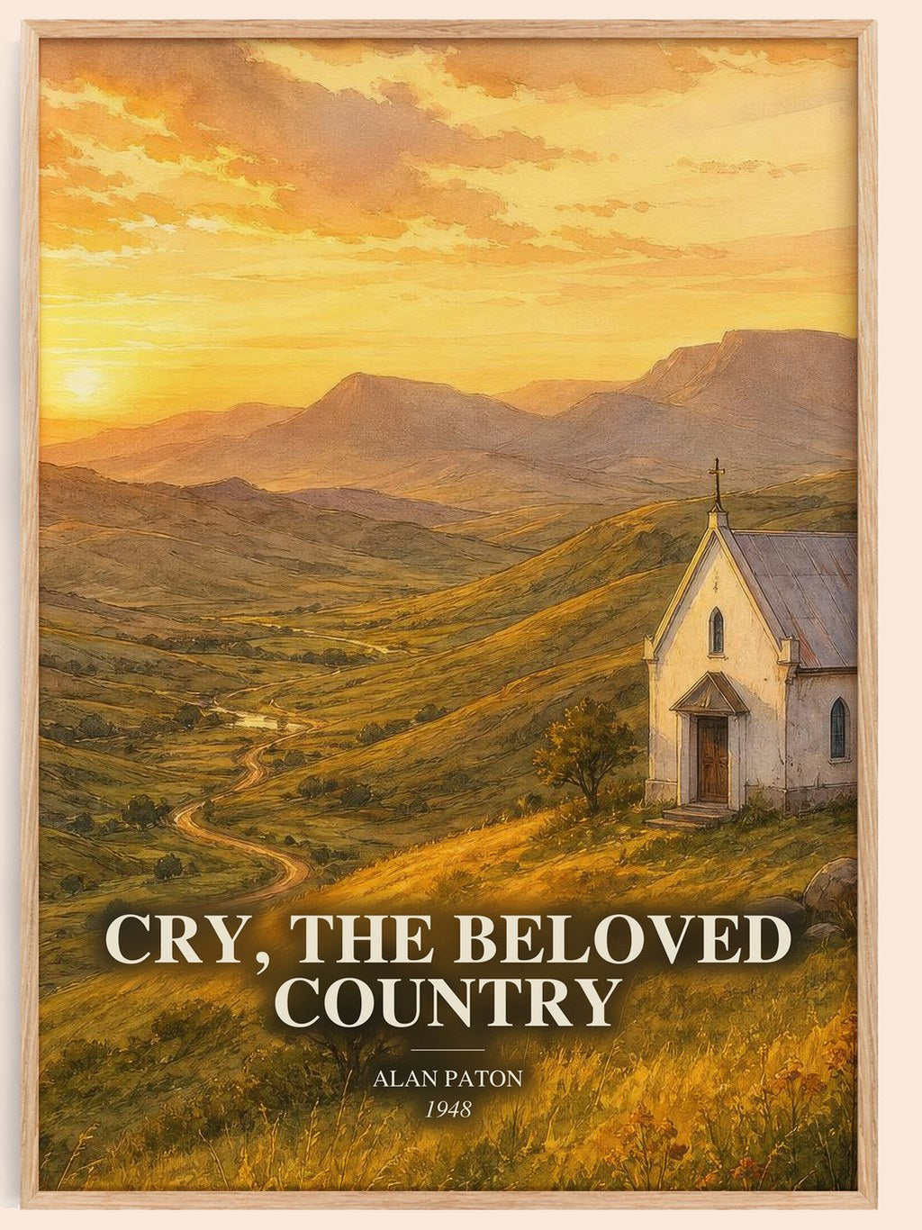 Cry, the Beloved Country watercolour book poster by Alan Paton – framed literary art print