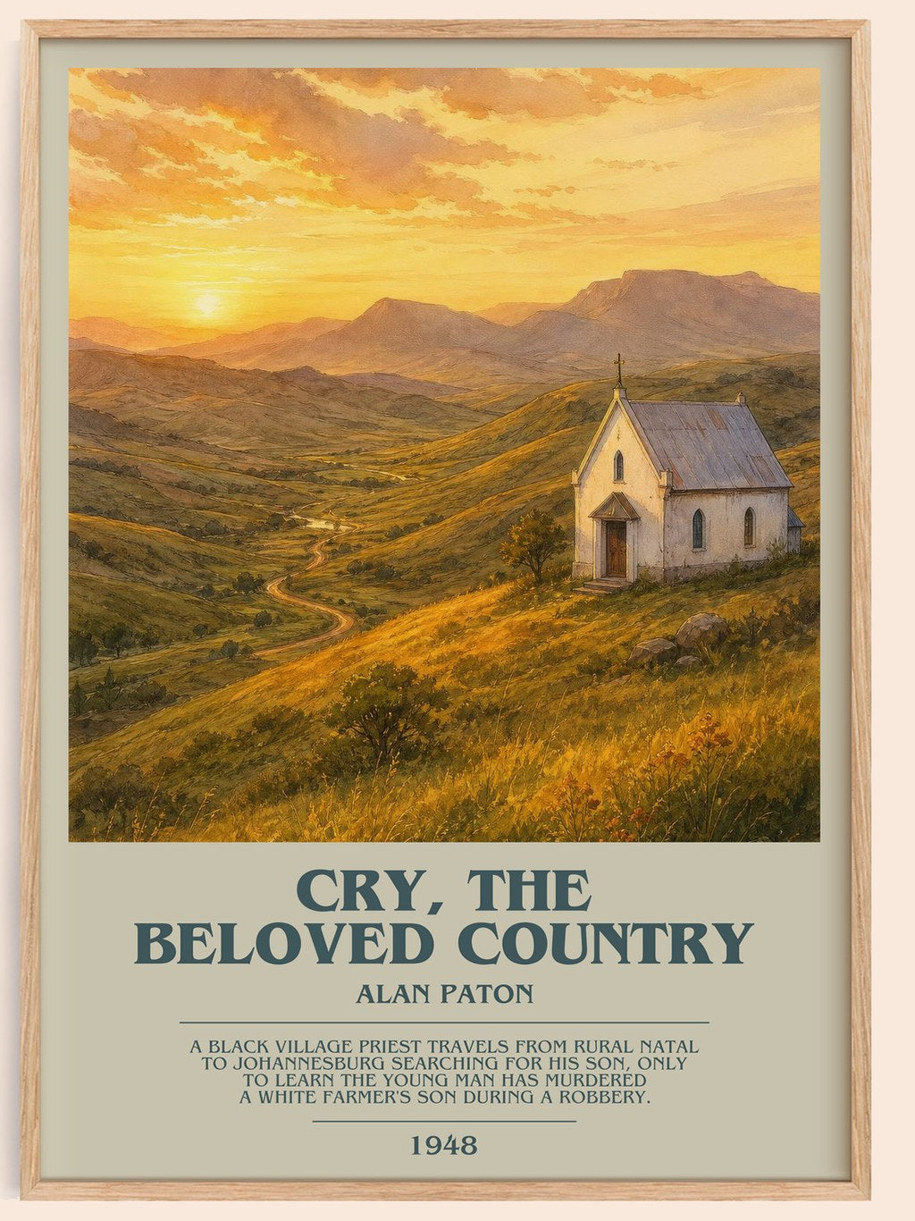 Cry, the Beloved Country bookish book poster by Alan Paton – framed literary art print