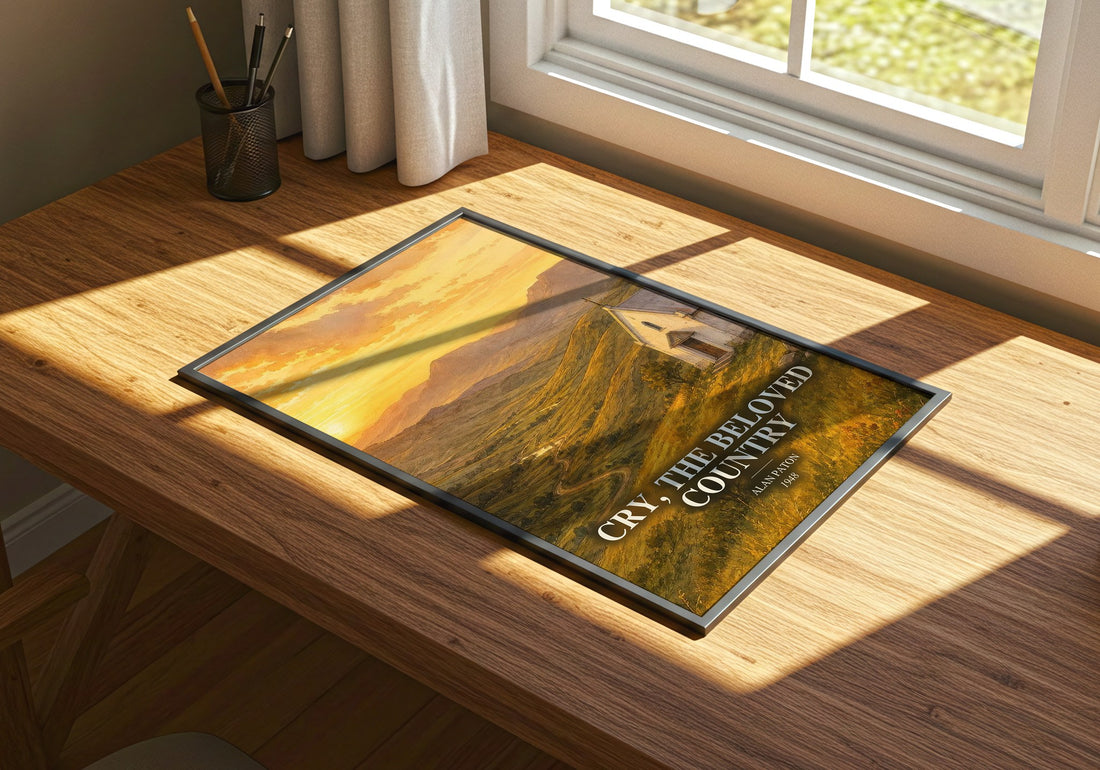 Cry, the Beloved Country watercolour book poster framed on wall – historical fiction wall art