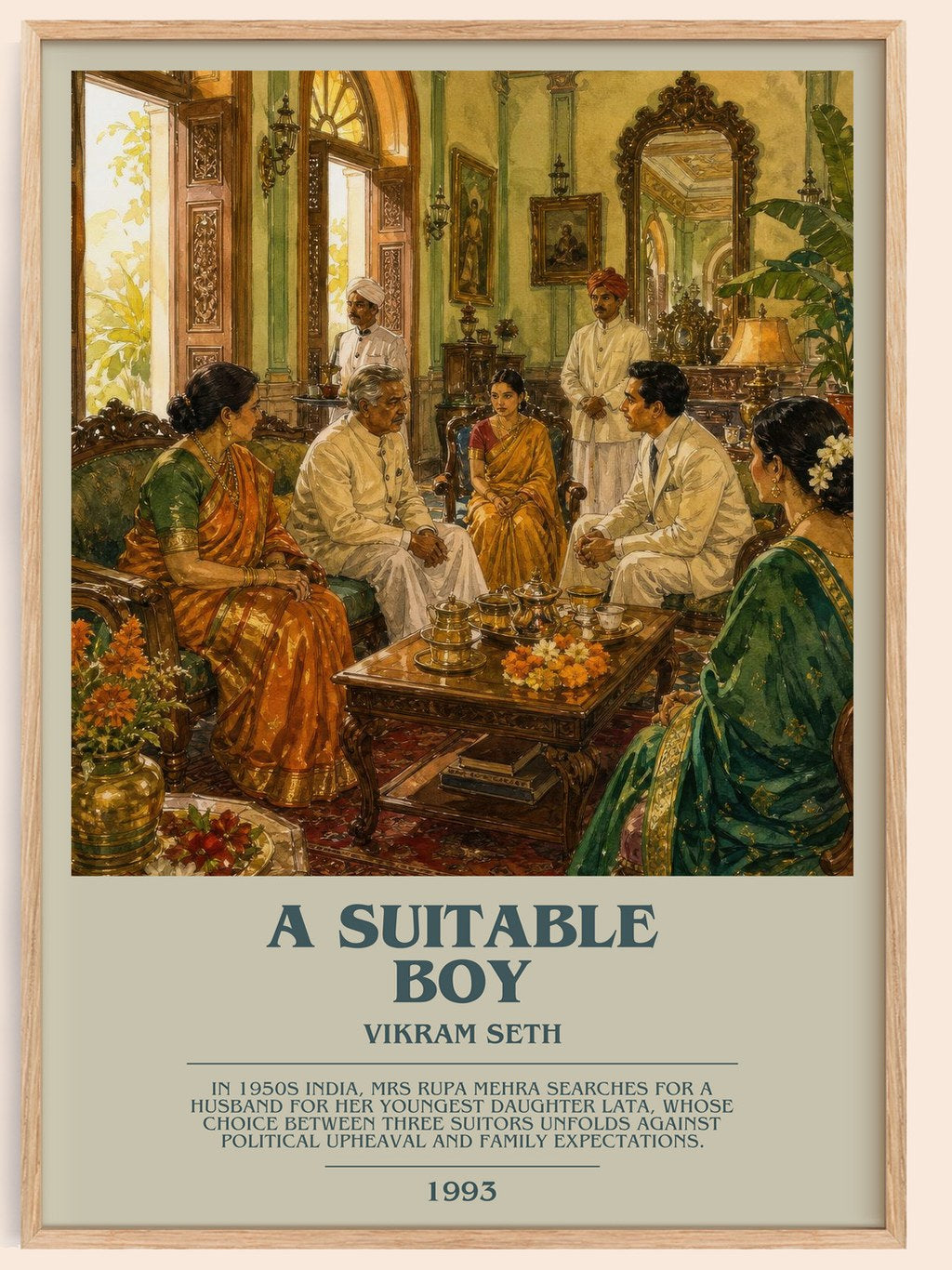 A Suitable Boy bookish book poster by Vikram Seth – framed literary art print