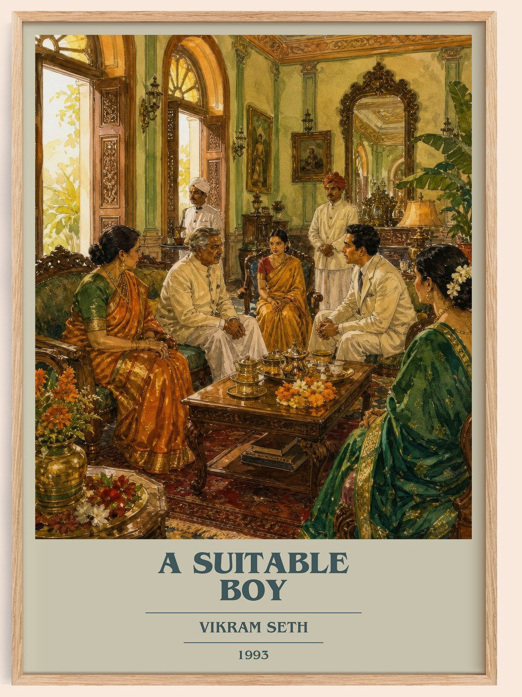 A Suitable Boy book cover book poster by Vikram Seth – framed literary art print