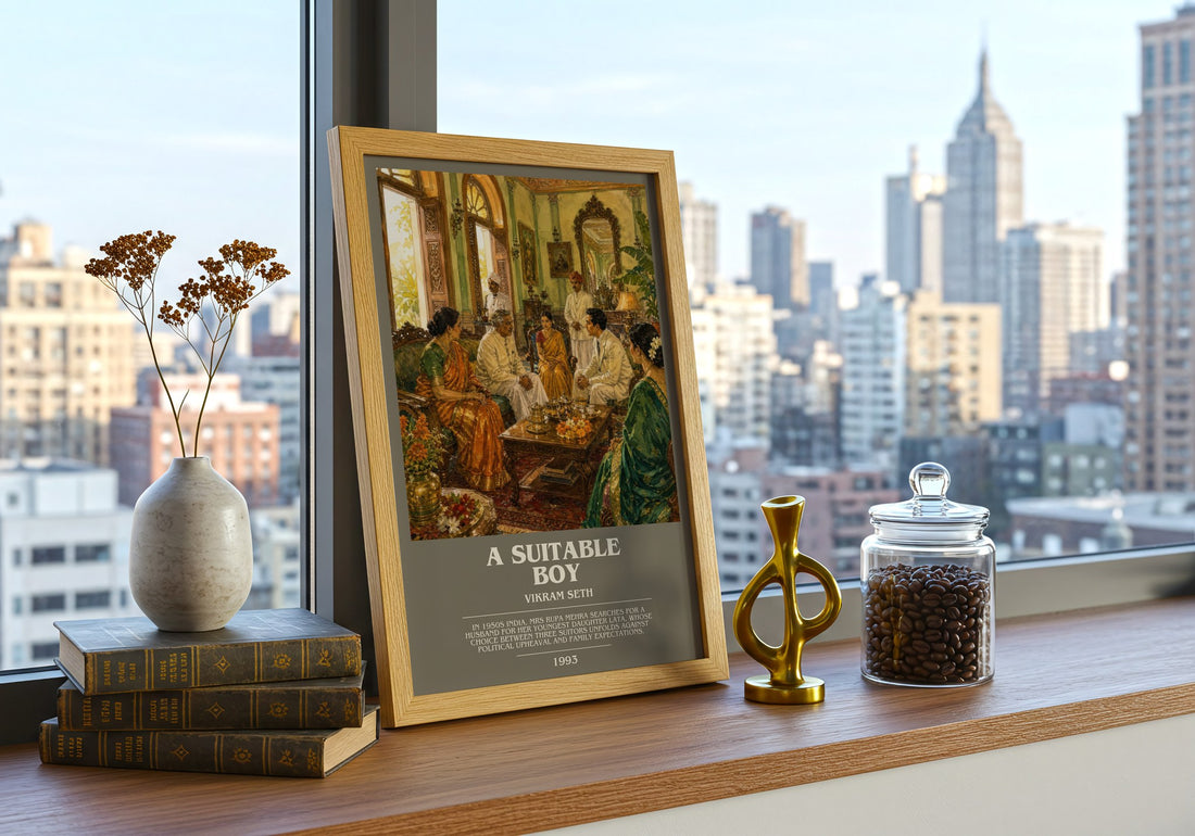 A Suitable Boy bookish poster colour and style options – Vikram Seth book art