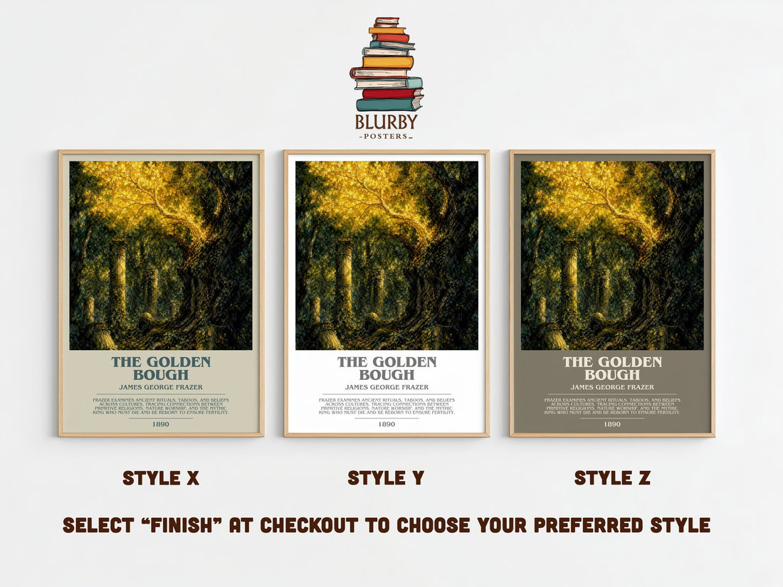 The Golden Bough bookish print framed by window – literary home decor