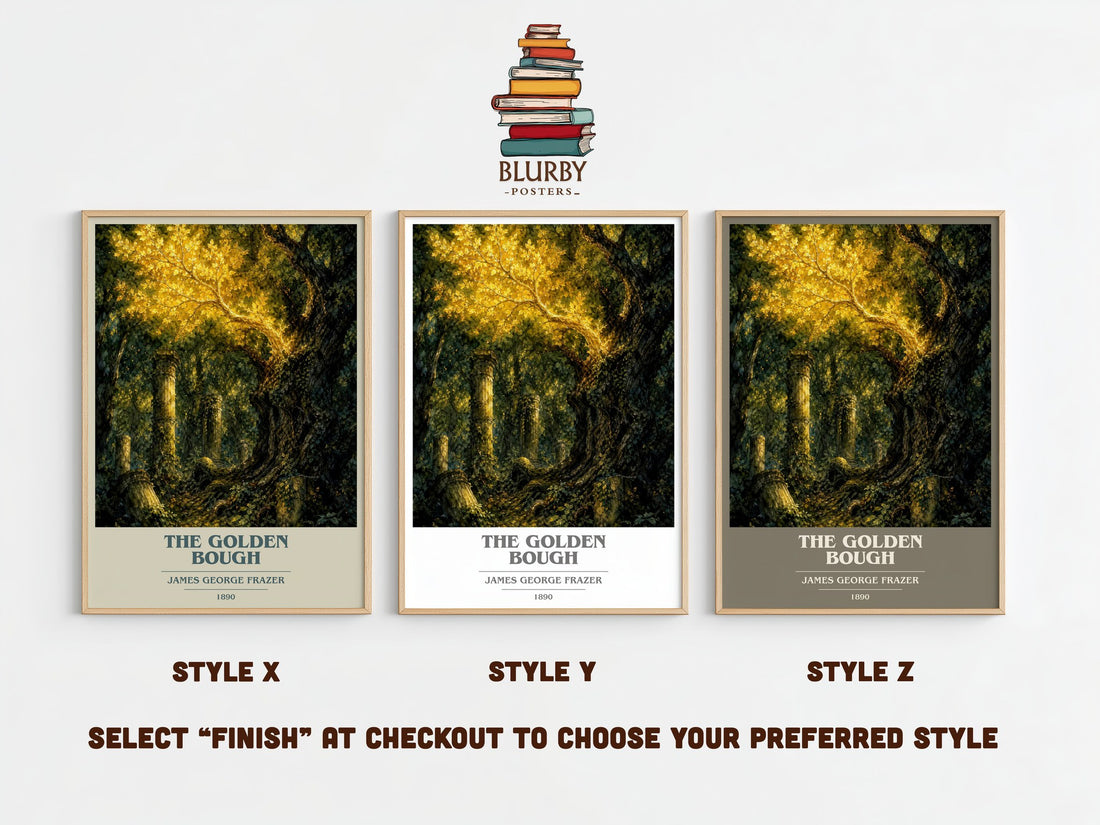 The Golden Bough book cover print framed by window – literary home decor