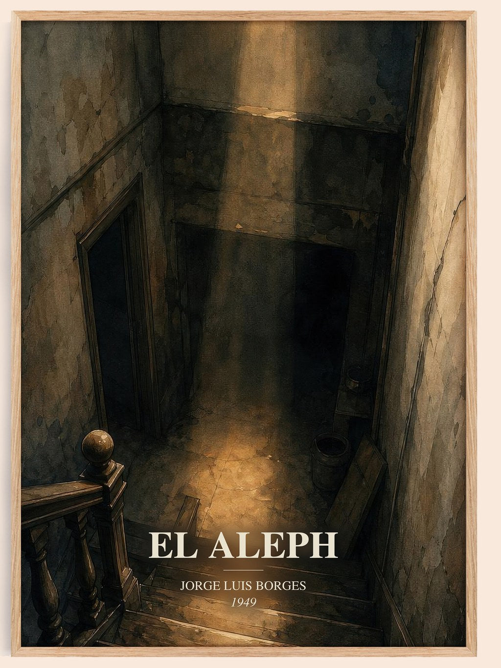 El Aleph watercolour book poster by Jorge Luis Borges – framed literary art print