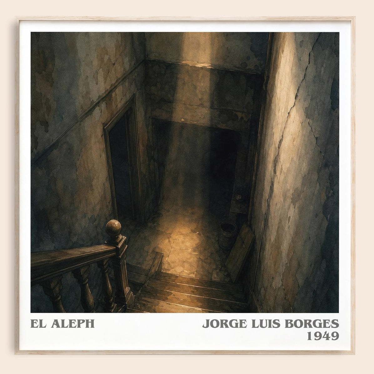 El Aleph literary book poster by Jorge Luis Borges – framed literary art print