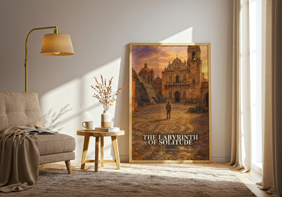 The Labyrinth of Solitude watercolour print in frame leaning in hallway – philosophy wall art