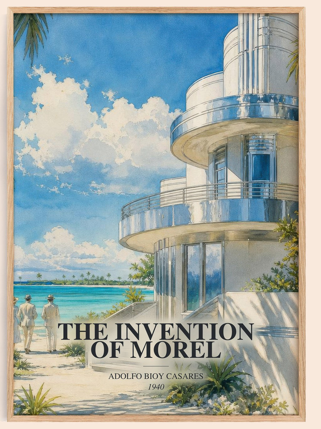 The Invention Of Morel watercolour book poster by Adolfo Bioy Casares – framed literary art print