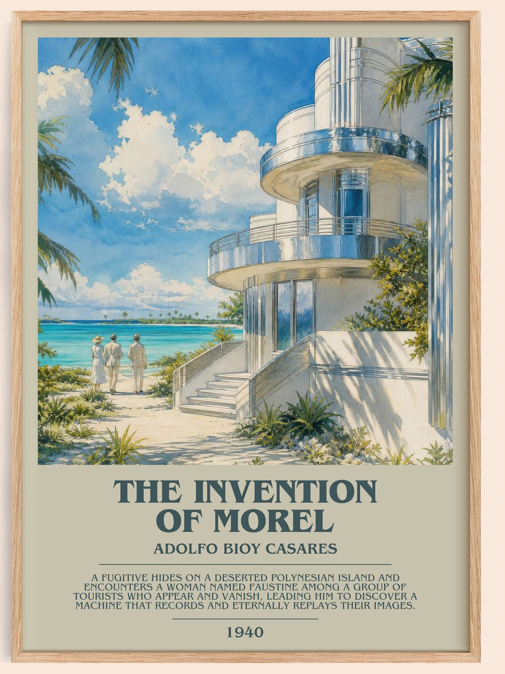The Invention Of Morel bookish book poster by Adolfo Bioy Casares – framed literary art print