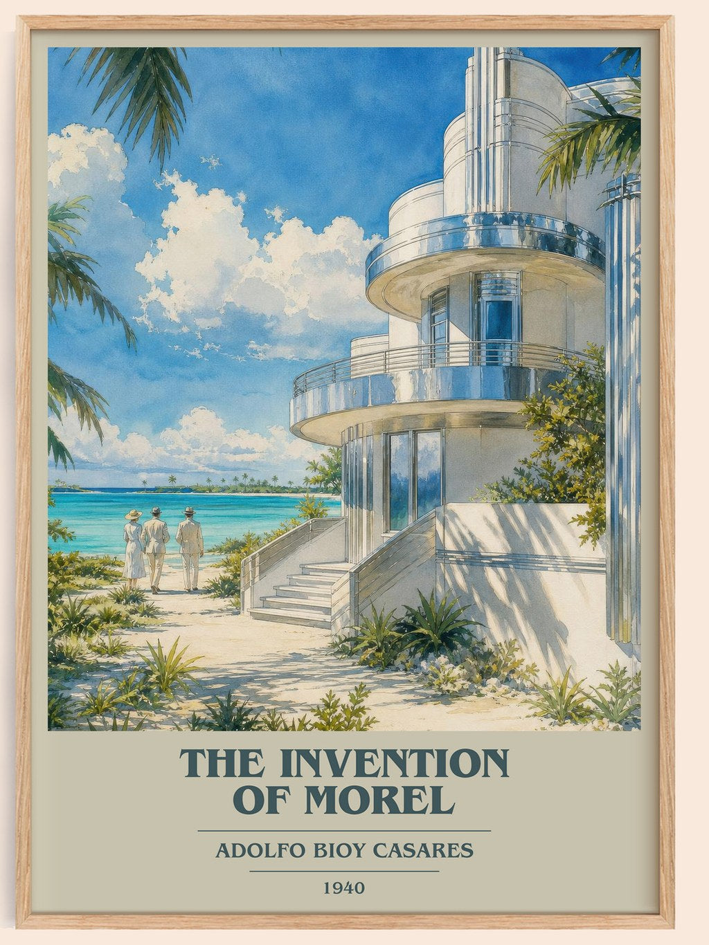 The Invention Of Morel book cover book poster by Adolfo Bioy Casares – framed literary art print