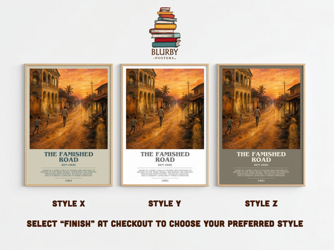 The Famished Road bookish print framed by window – literary home decor