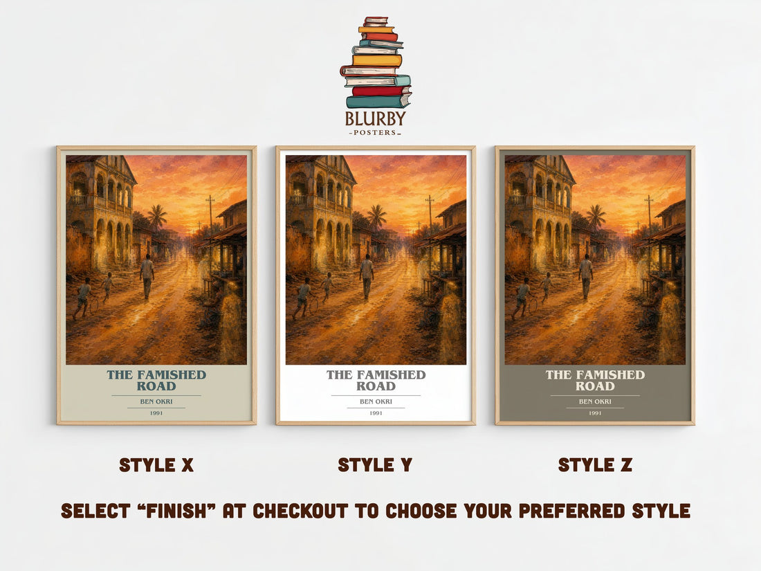 The Famished Road book cover print framed by window – literary home decor