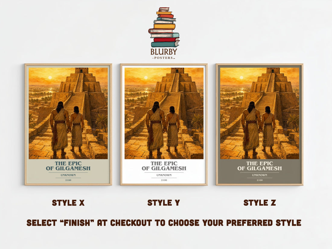 The Epic Of Gilgamesh book cover print framed by window – literary home decor