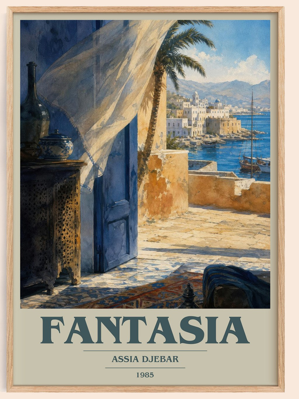 Fantasia book cover book poster by Assia Djebar – framed literary art print