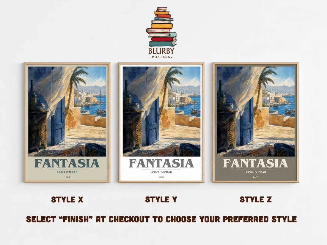 Fantasia book cover print framed by window – literary home decor