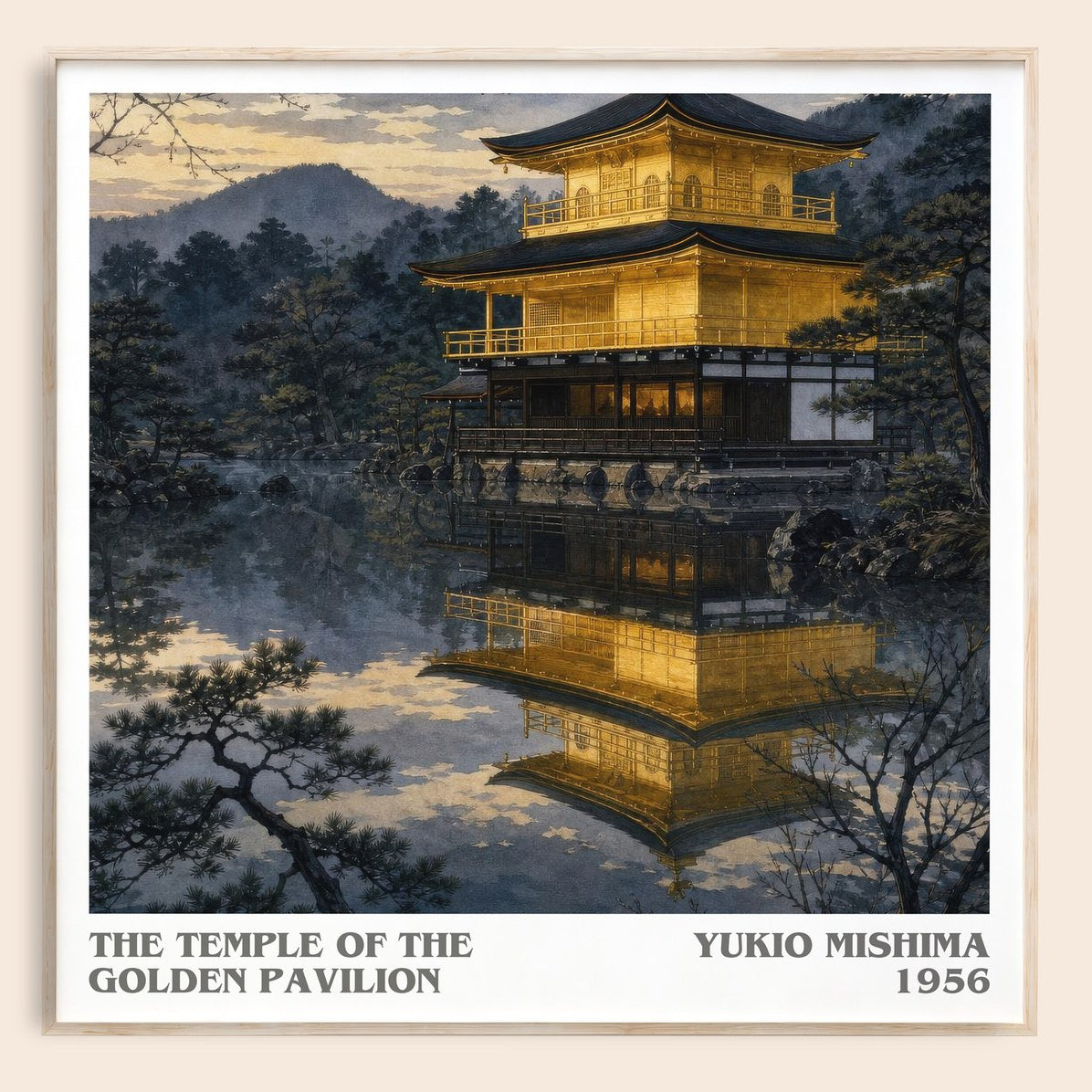 The Temple of the Golden Pavilion literary book poster by Yukio Mishima – framed literary art print