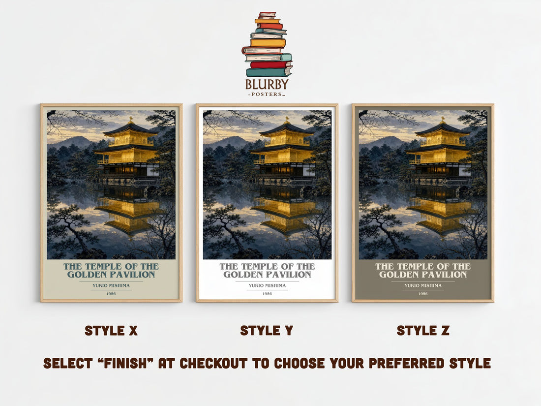 The Temple of the Golden Pavilion book cover print framed by window – literary home decor