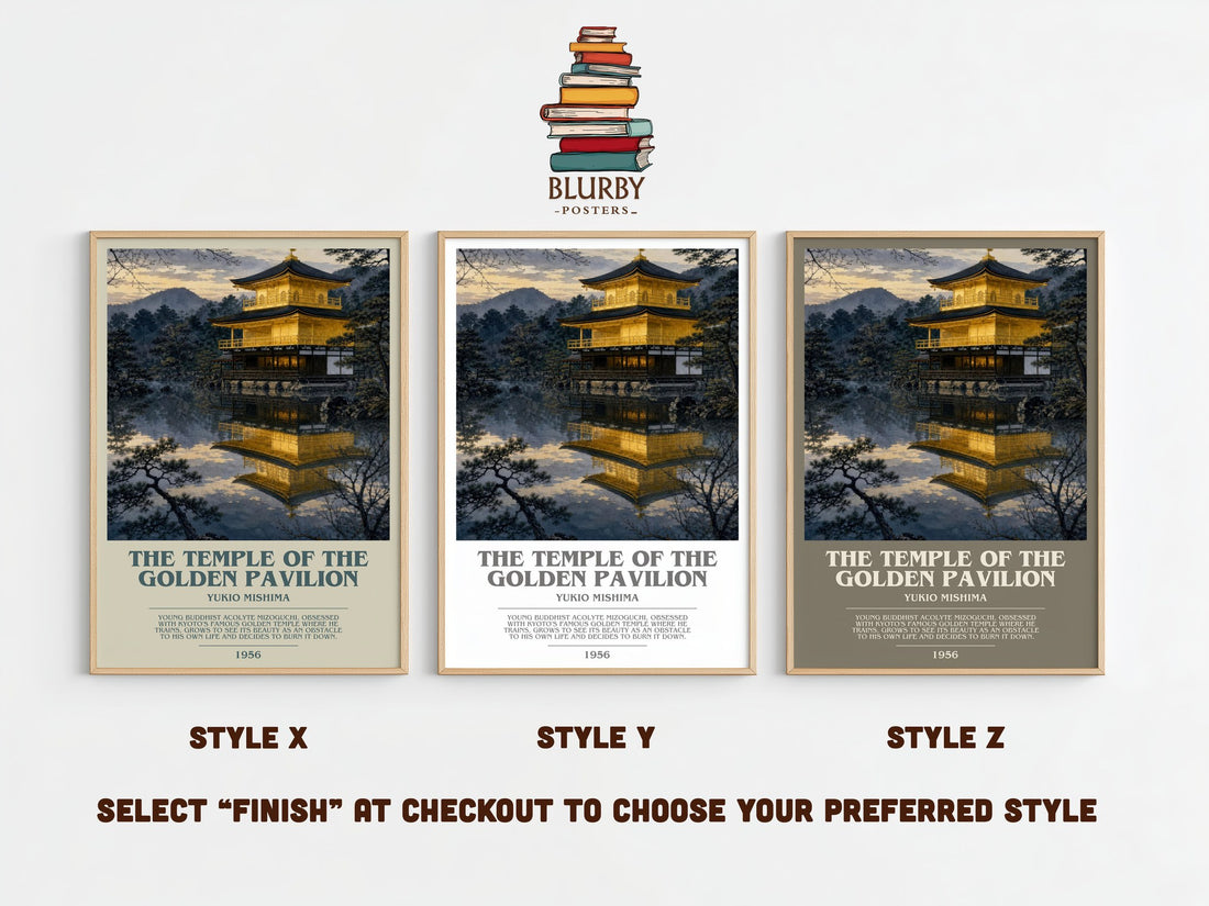 The Temple of the Golden Pavilion bookish print framed by window – literary home decor