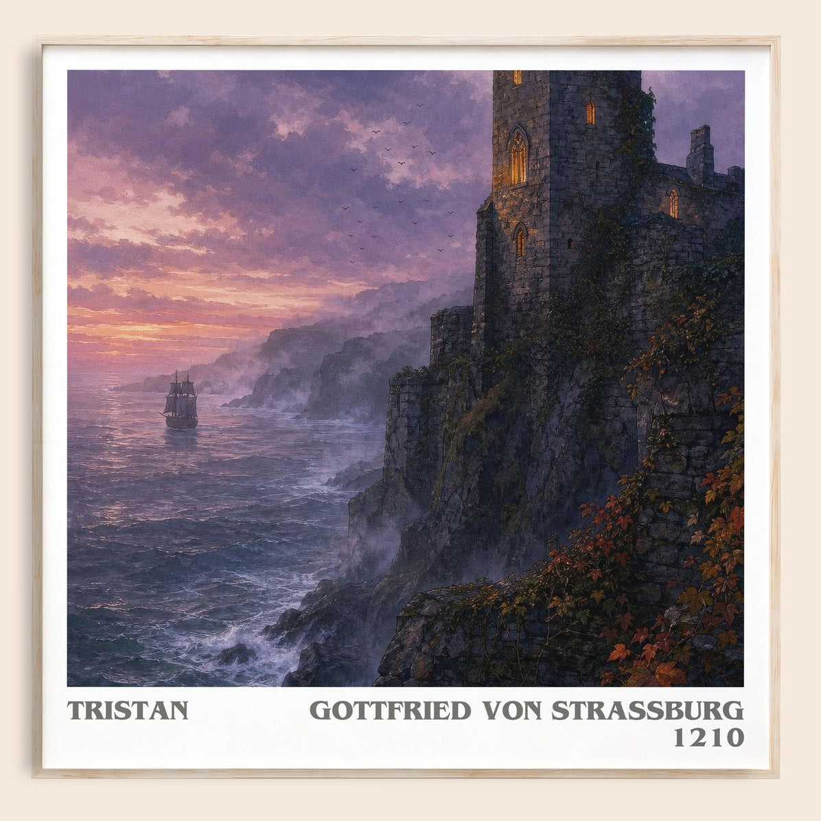Tristan literary book poster by Gottfried von Strassburg – framed literary art print