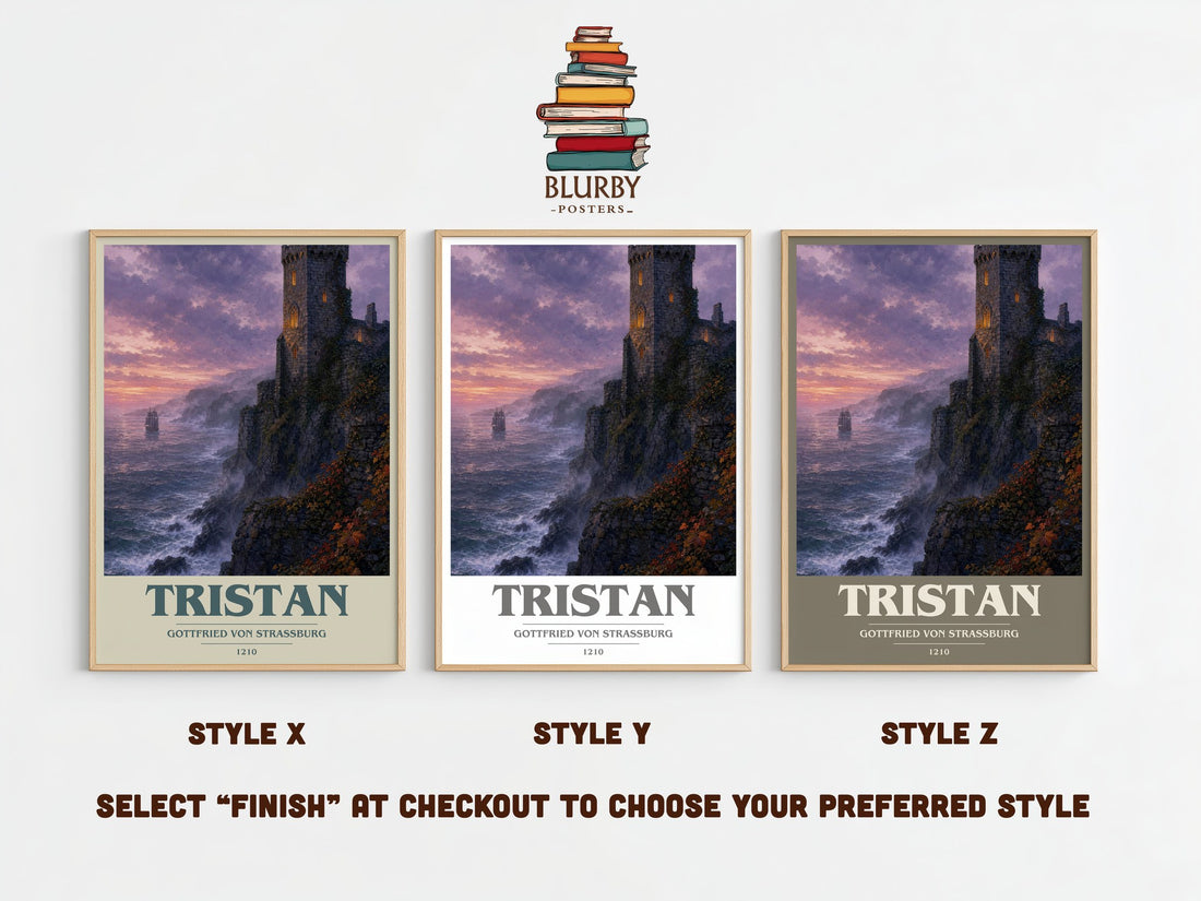 Tristan book cover print framed by window – literary home decor
