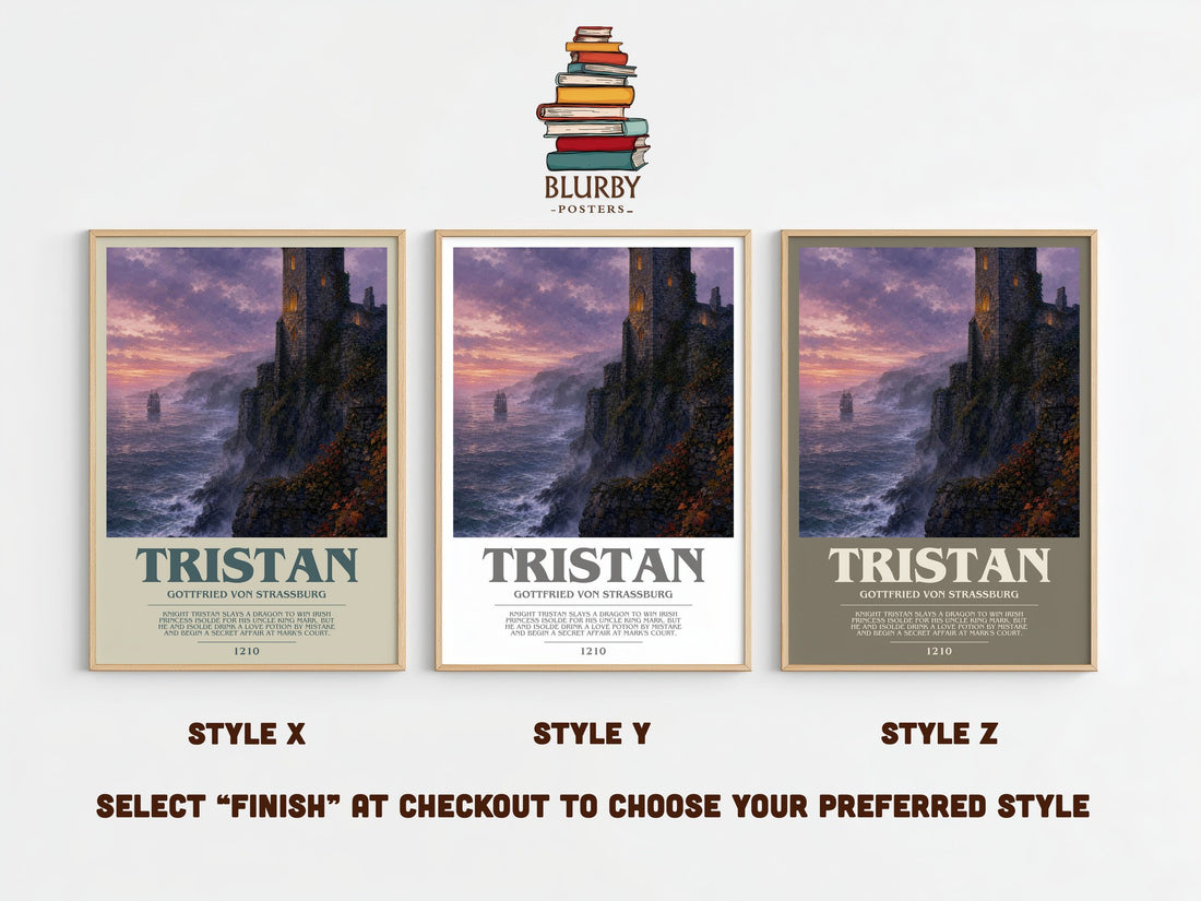 Tristan bookish print framed by window – literary home decor