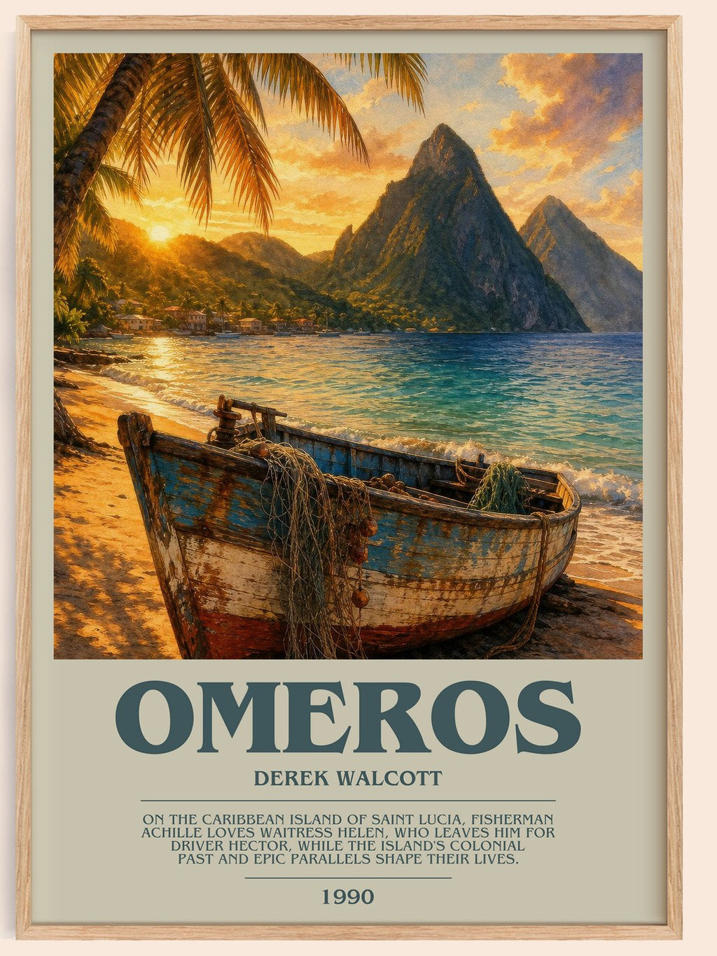 Omeros bookish book poster by Derek Walcott – framed literary art print